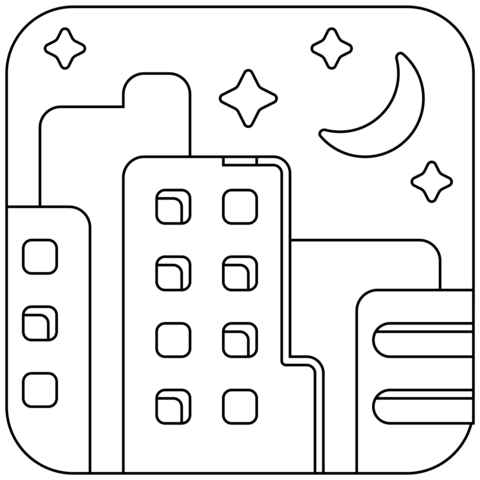 Night With Stars Emoji Coloring Page